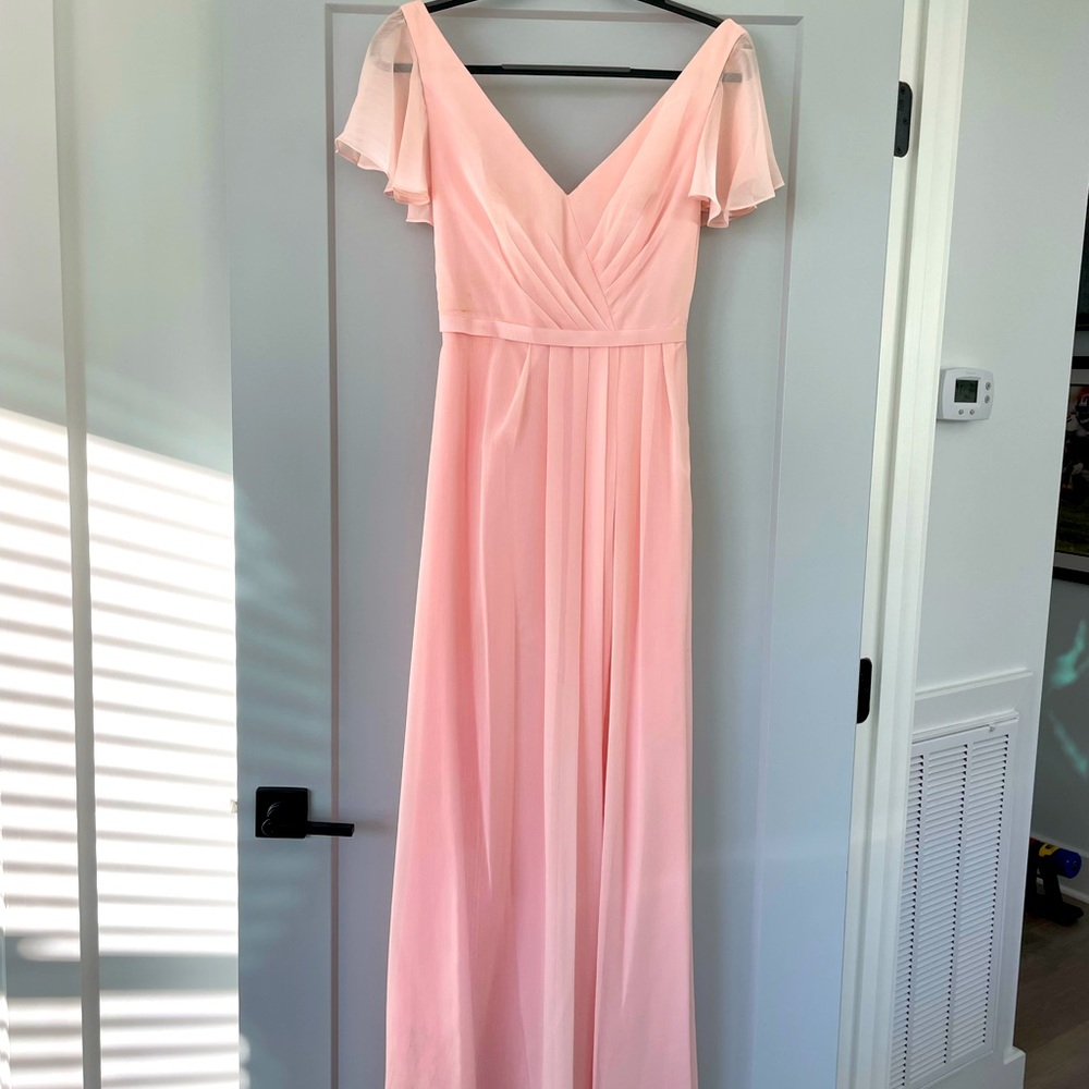 David’s Bridal Floor Length Gown with Criss Cross Back
